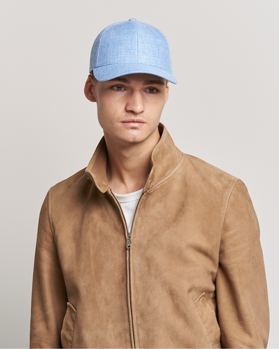 Herre | Varsity Headwear Linen Baseball Cap Azure Blue | Varsity Headwear | Linen Baseball Cap Azure Blue