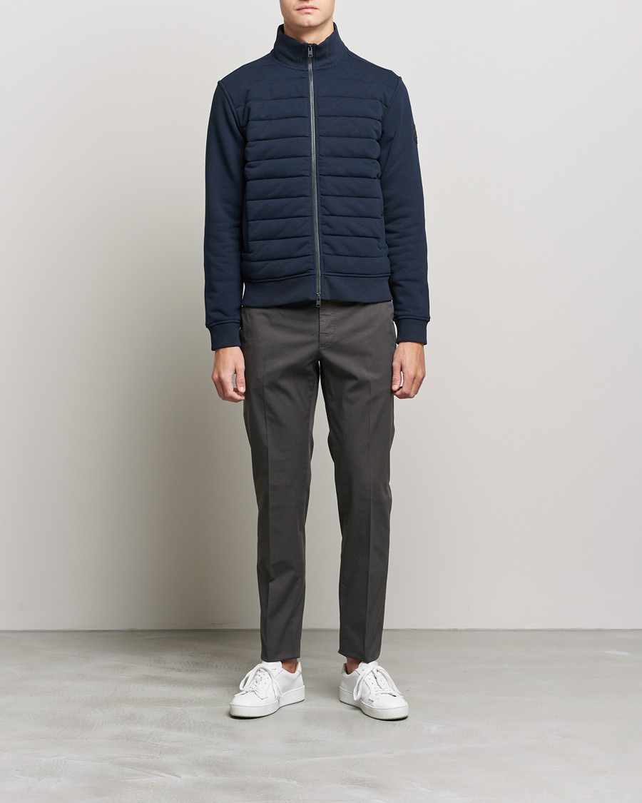 Herre | Gensere | Woolrich | Padded Quilt Full Zip Sweater Melton Blue