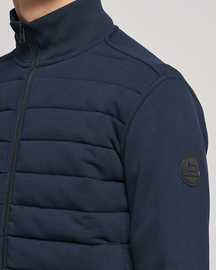 Herre | Gensere | Woolrich | Padded Quilt Full Zip Sweater Melton Blue