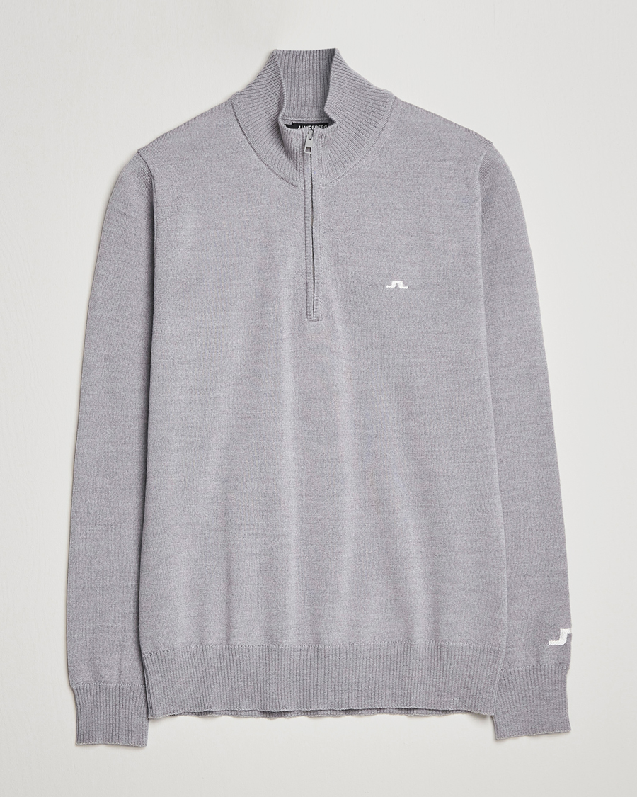 Herre | Gensere | J.Lindeberg | Kian Tour Merino Half Zip Grey Melange