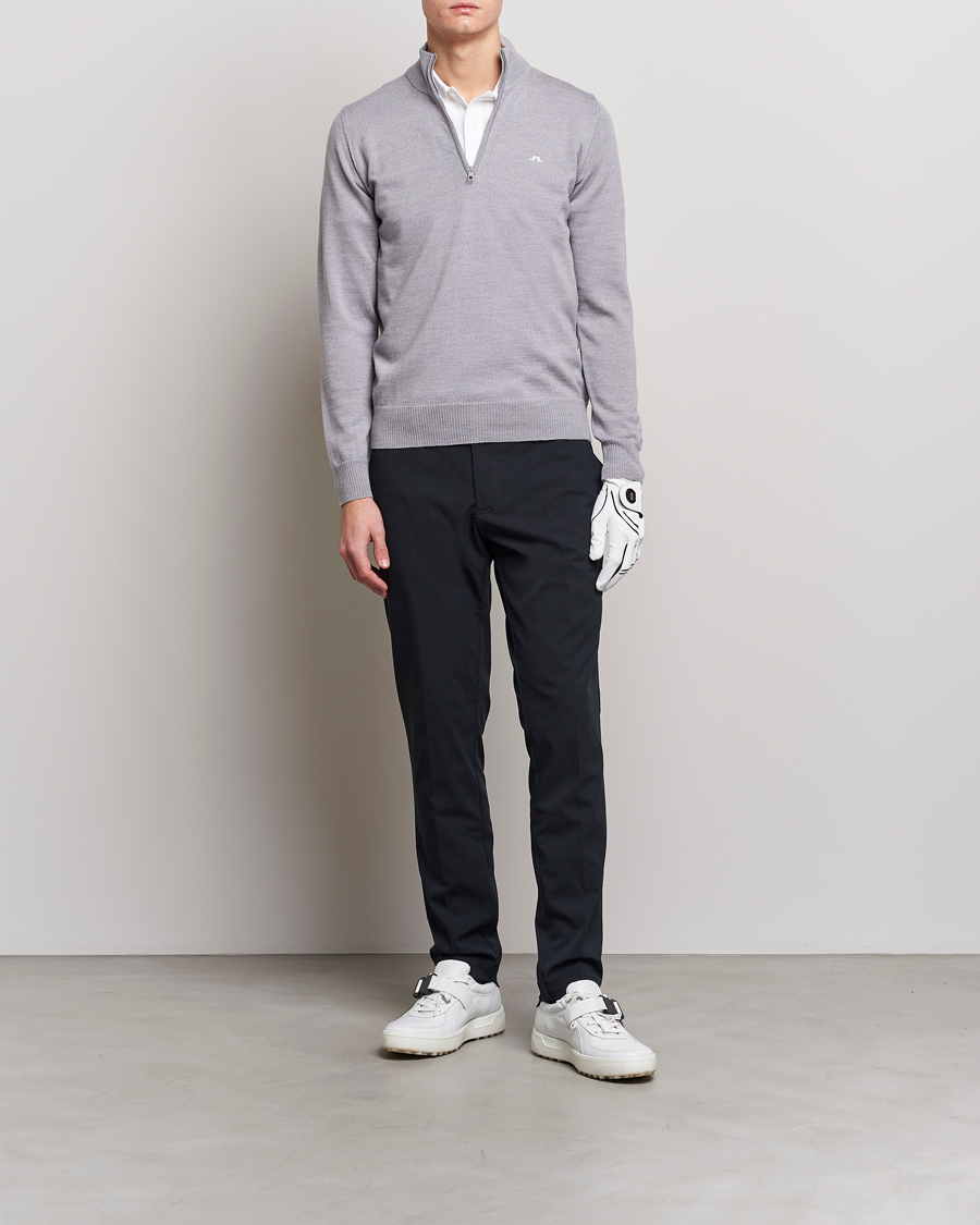 Herre | Gensere | J.Lindeberg | Kian Tour Merino Half Zip Grey Melange