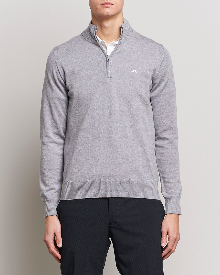 Herre | Gensere | J.Lindeberg | Kian Tour Merino Half Zip Grey Melange