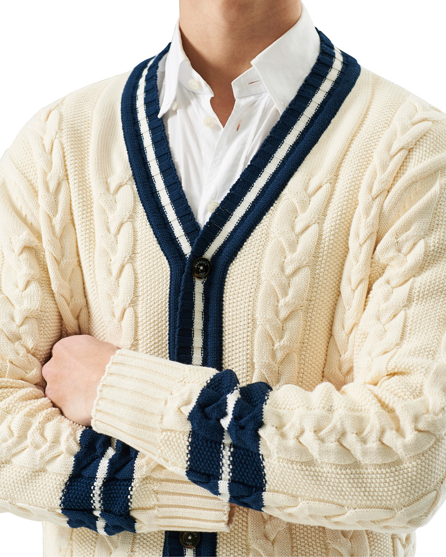 Herre | Gensere | Baracuta | Cotton Cable Cardigan Off White