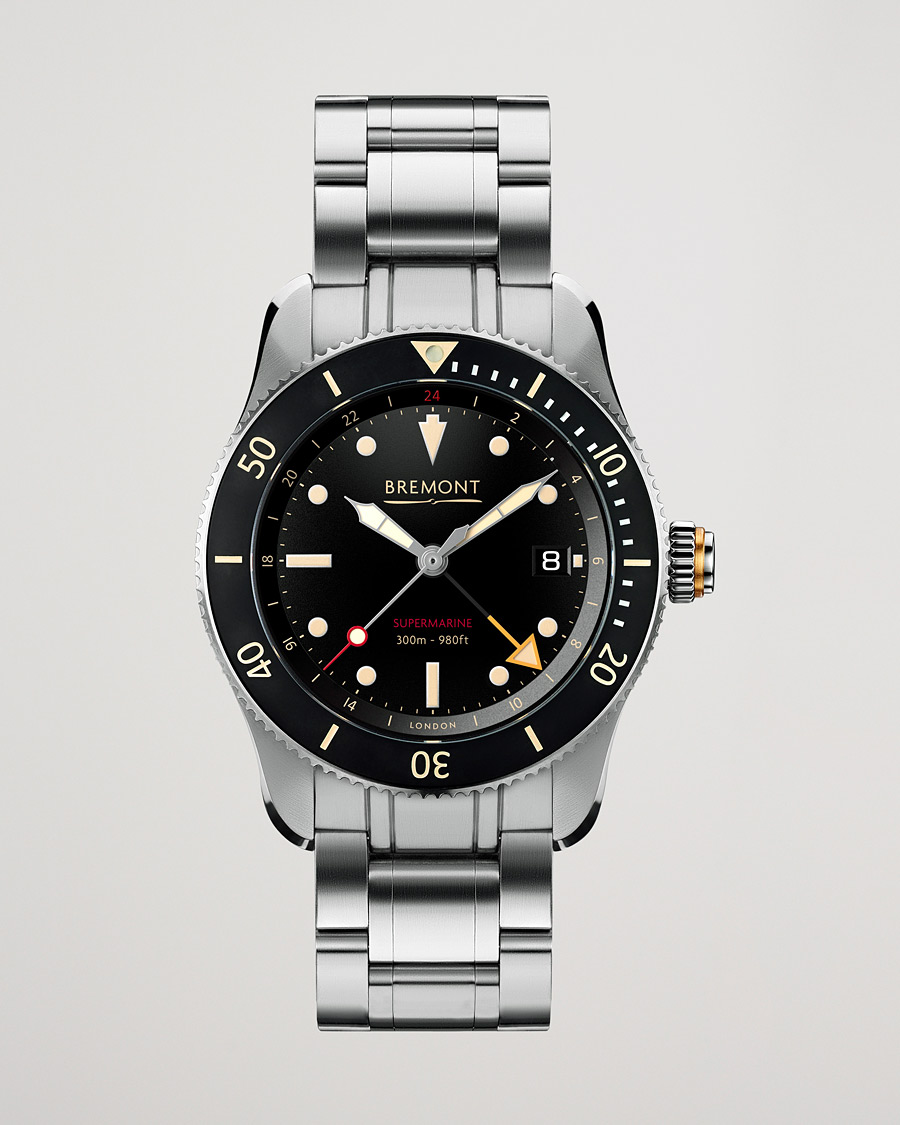 Herre | Bremont | Bremont | S302 Supermarine GMT 40mm Steel Bracelet Black Dial