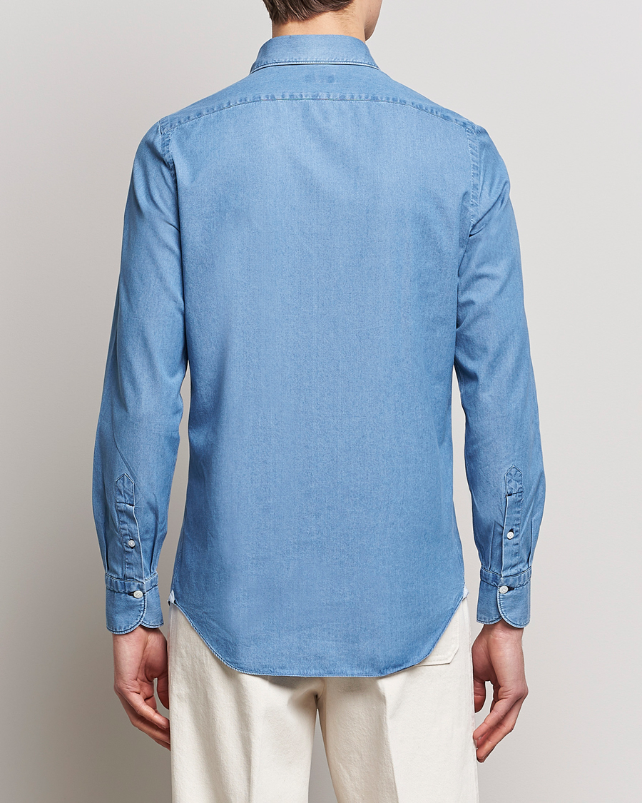Herre | Skjorter | Finamore Napoli | Milano Slim Denim Shirt Light Indigo
