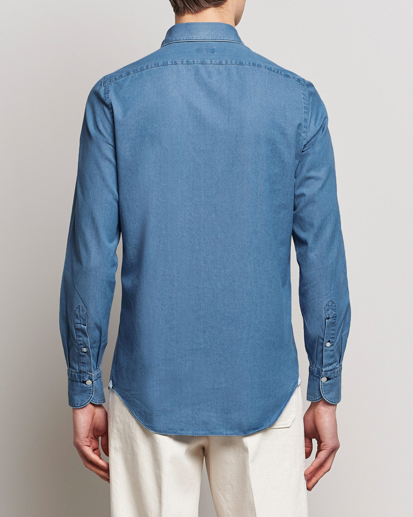 Herre | Skjorter | Finamore Napoli | Milano Slim Denim Shirt Light Indigo