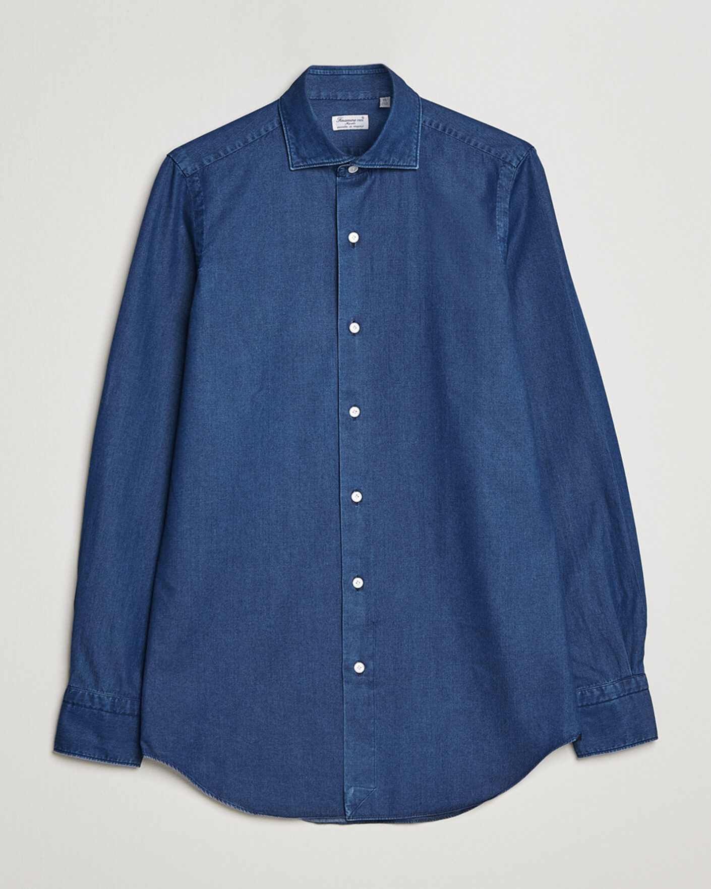 Herre | Skjorter | Finamore Napoli | Milano Slim Denim Shirt Dark Indigo