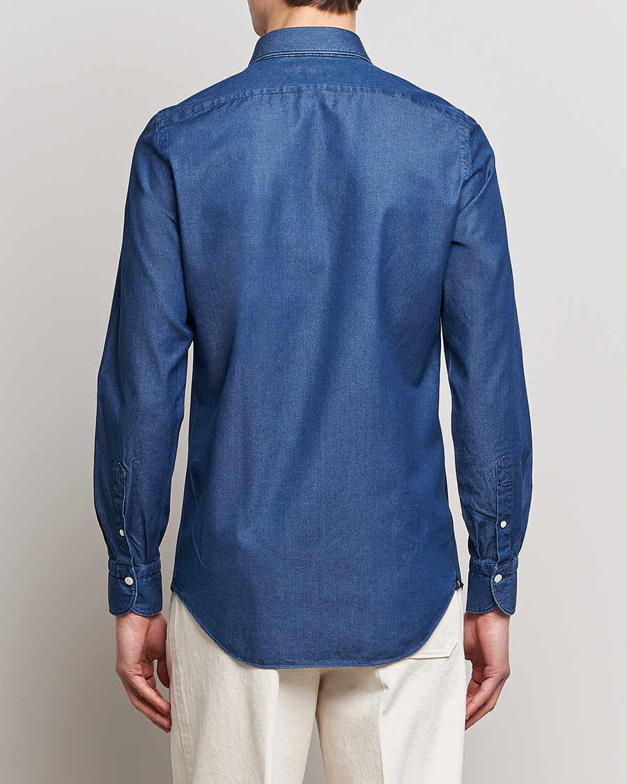 Herre | Skjorter | Finamore Napoli | Milano Slim Denim Shirt Dark Indigo