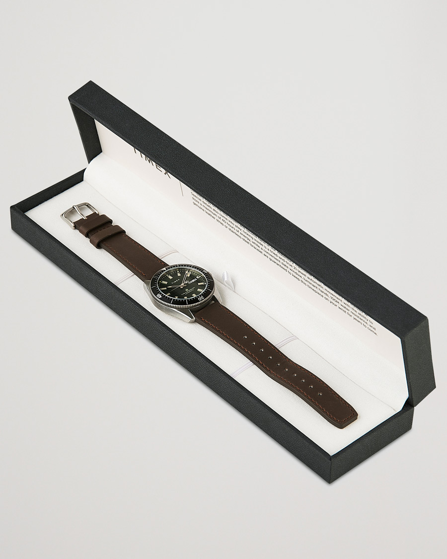 Herre | Timex Waterbury Diver Automatic 40mm Leather/Green Dial | Timex | Waterbury Diver Automatic 40mm Leather/Green Dial