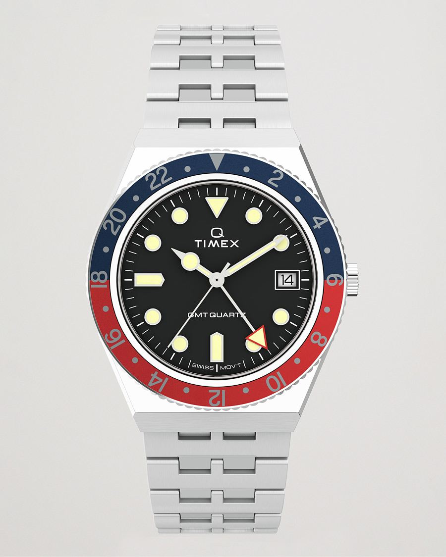 Herre | Timex | Timex | Q Diver GMT 38mm Navy/Red