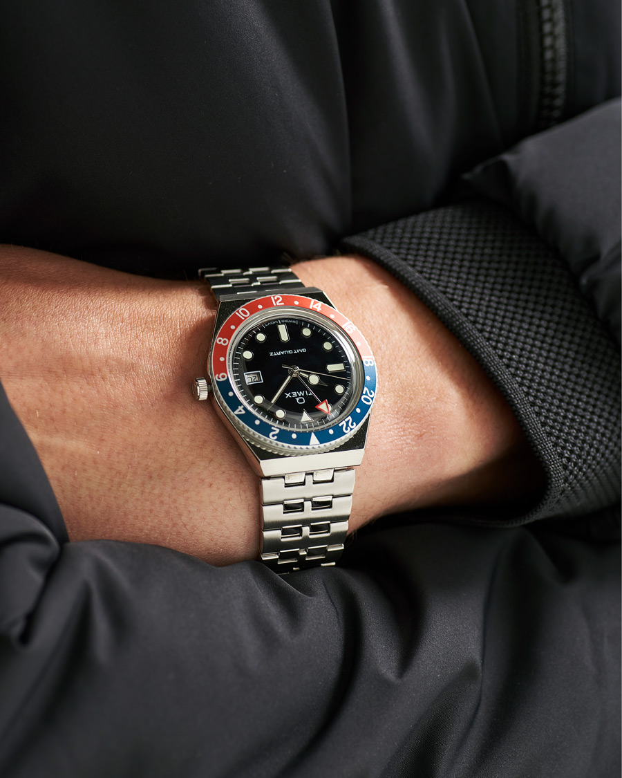 Herre | Klokker | Timex | Q Diver GMT 38mm Navy/Red