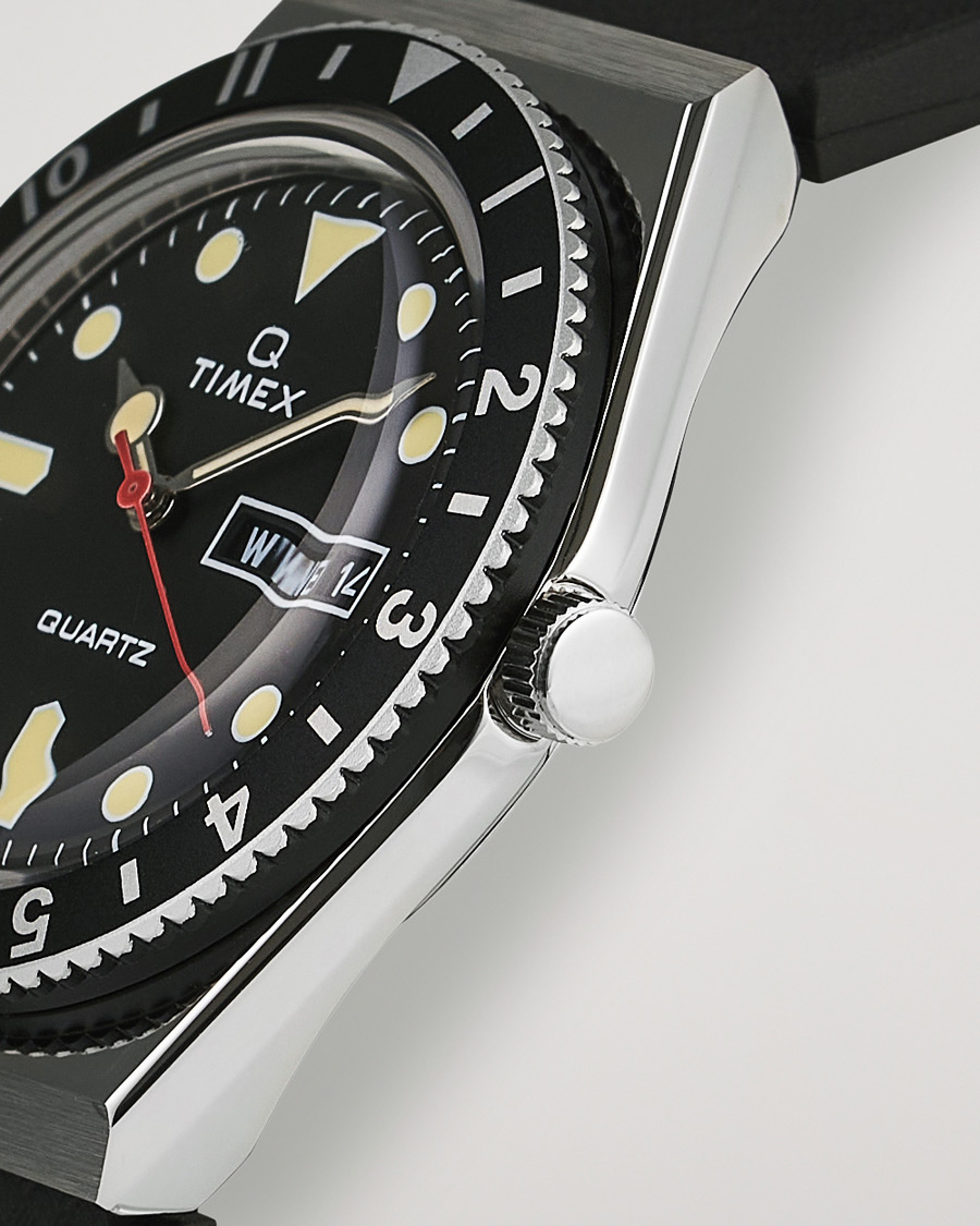 Herre | Timex Q Diver 38mm Rubber Strap Black | Timex | Q Diver 38mm Rubber Strap Black