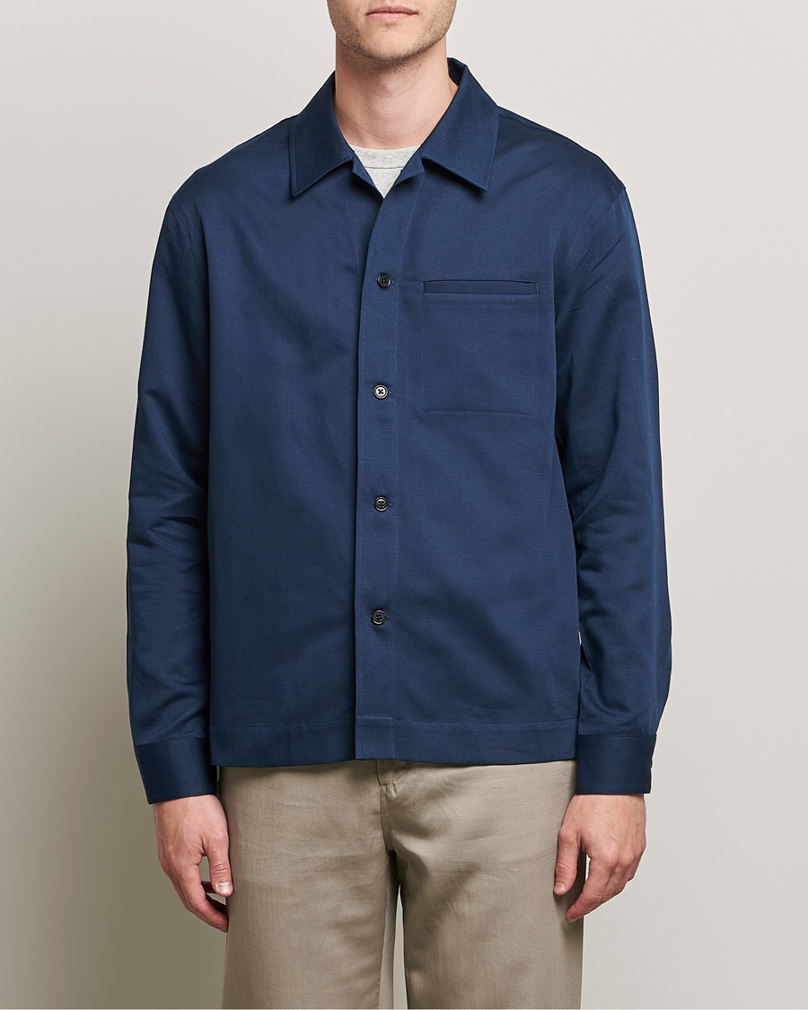 Herre | Skjorter | Filippa K | Matt Linen Overshirt Navy