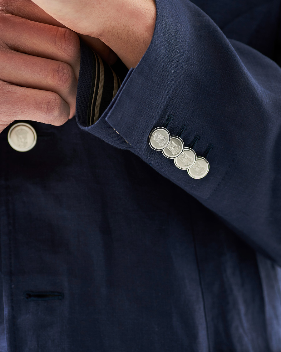 Herre | Dressjakker | Brioni | Deconstructed Linen Patch Pocket Blazer Navy