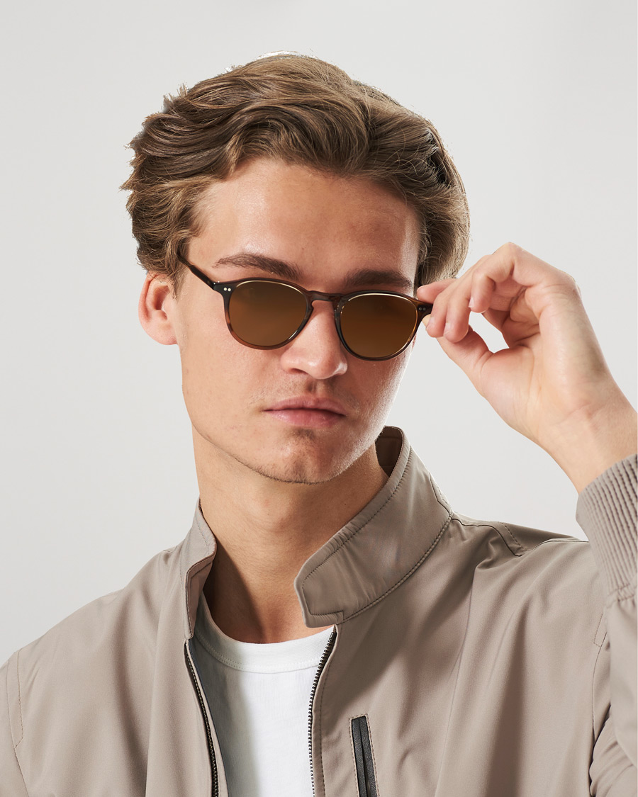 Herre | Garrett Leight Hampton 46 Sunglasses Khaki Tortoise/Pure Coffee | Garrett Leight | Hampton 46 Sunglasses Khaki Tortoise/Pure Coffee