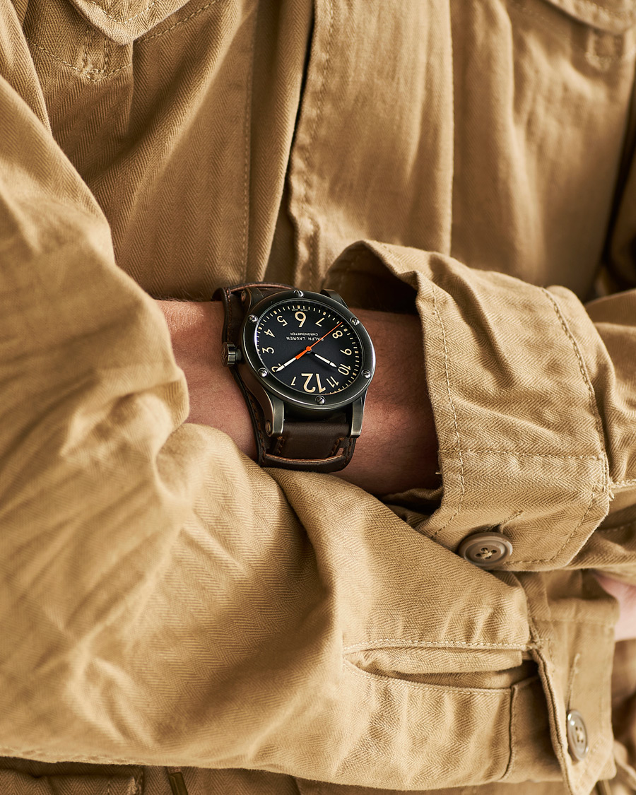 Herre | Fine watches | Polo Ralph Lauren | 45mm Safari Chronometer Black Steel/Calf Strap