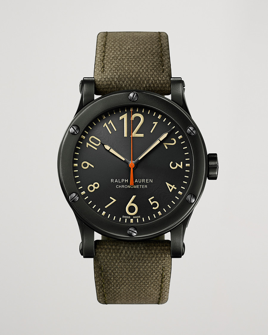 Herre |  | Polo Ralph Lauren | 39mm Safari Chronometer Black Steel/Canvas Strap