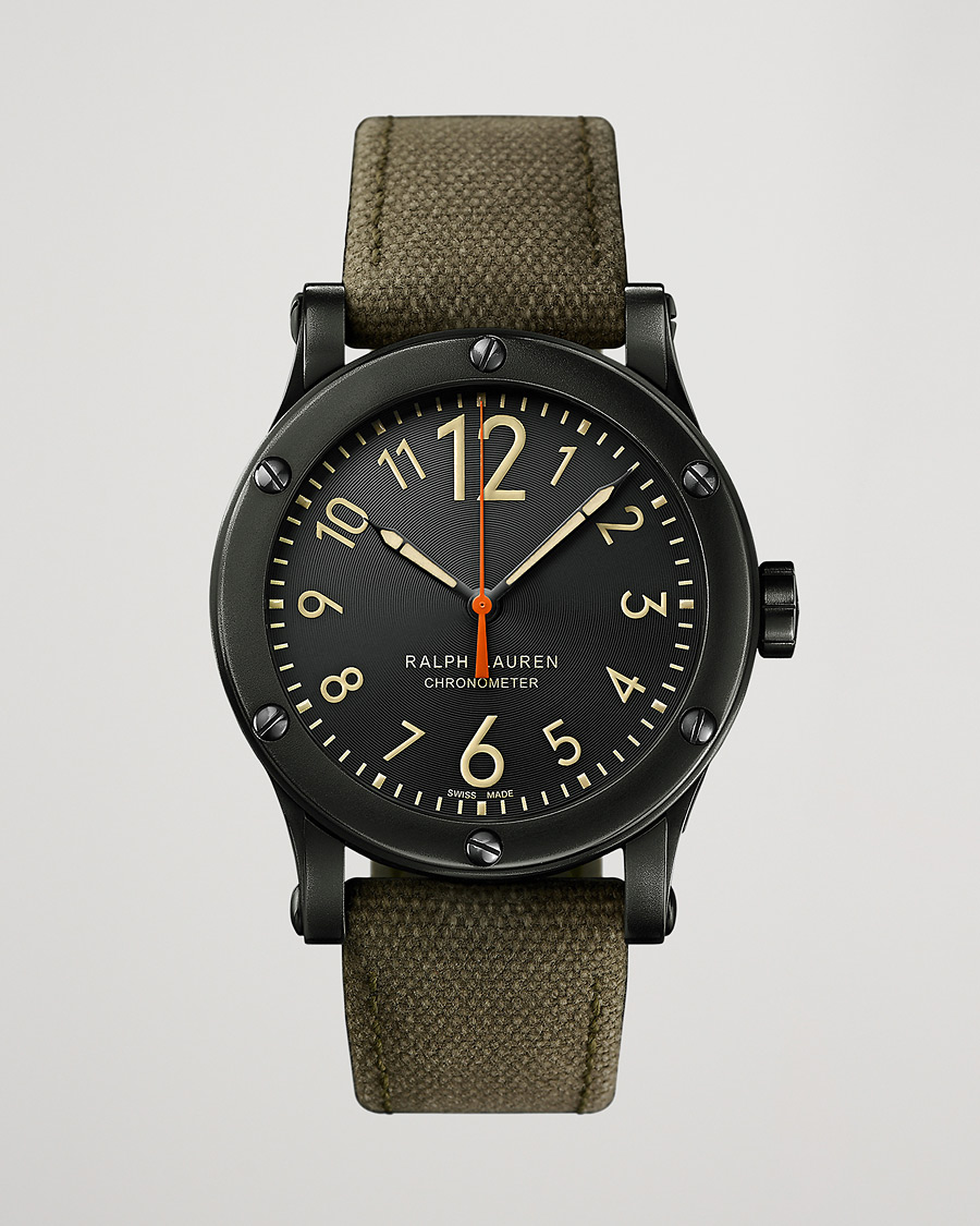 Herre | Polo Ralph Lauren 39mm Safari Chronometer Black Steel/Canvas Strap | Polo Ralph Lauren | 39mm Safari Chronometer Black Steel/Canvas Strap