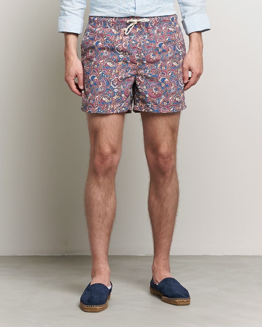 Herre | Italian Department | Ripa Ripa | Mediterraneo Printed Swimshorts Petrol/Bordeaux