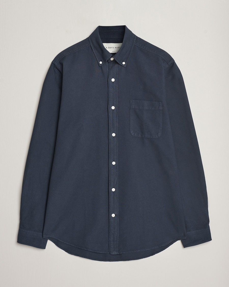 Herre | Skjorter | A Day's March | Moorgate Dyed Oxford Shirt Navy