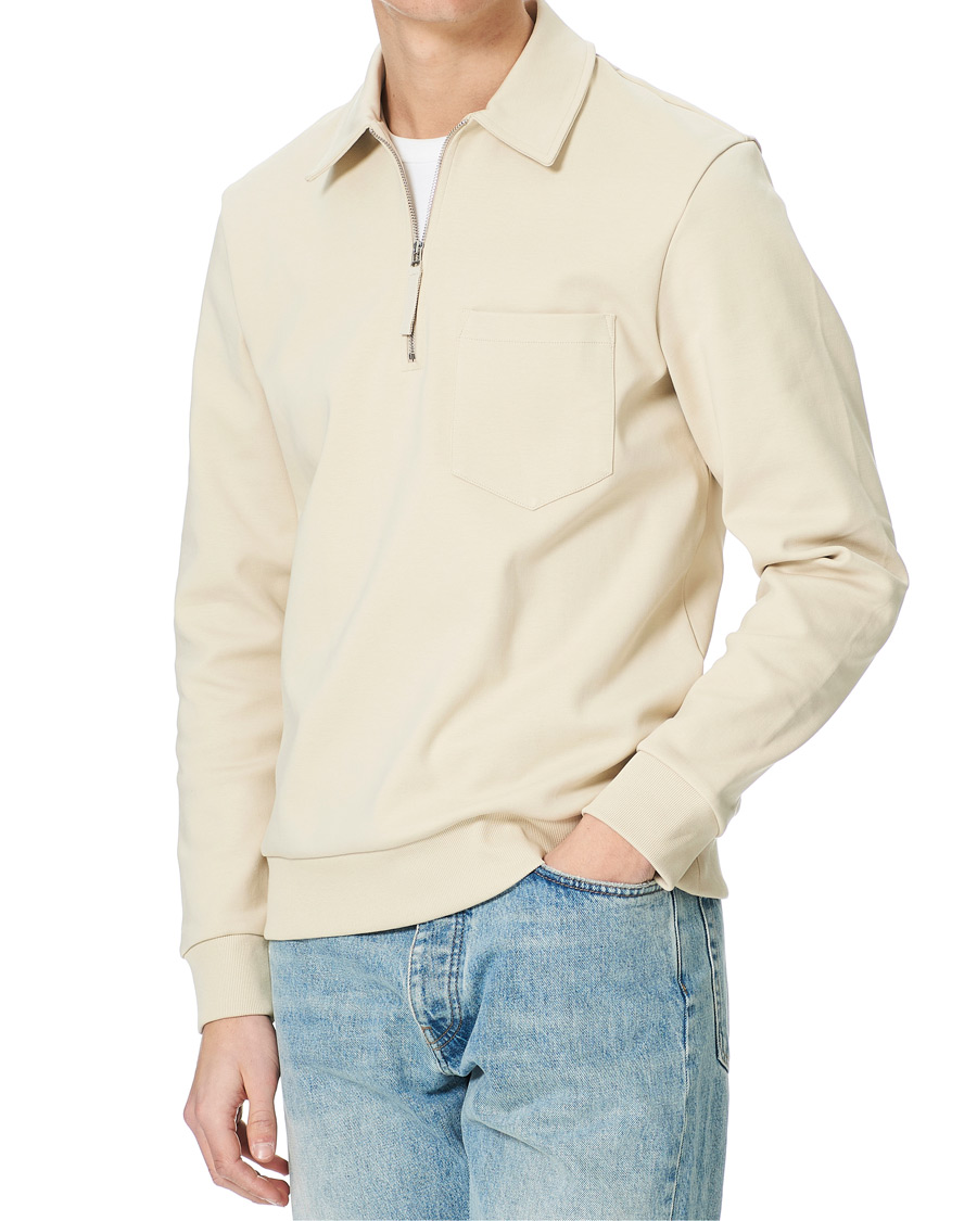 Herre | Gensere | A Day's March | Cabot Half-Zip Polo Sweater Sand