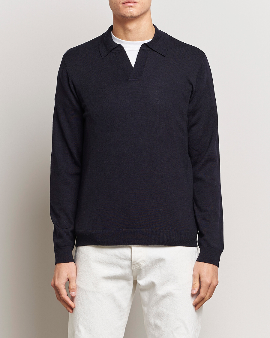 Herre | Strikkede pikéer | A Day's March | Manol Merino Polo Navy