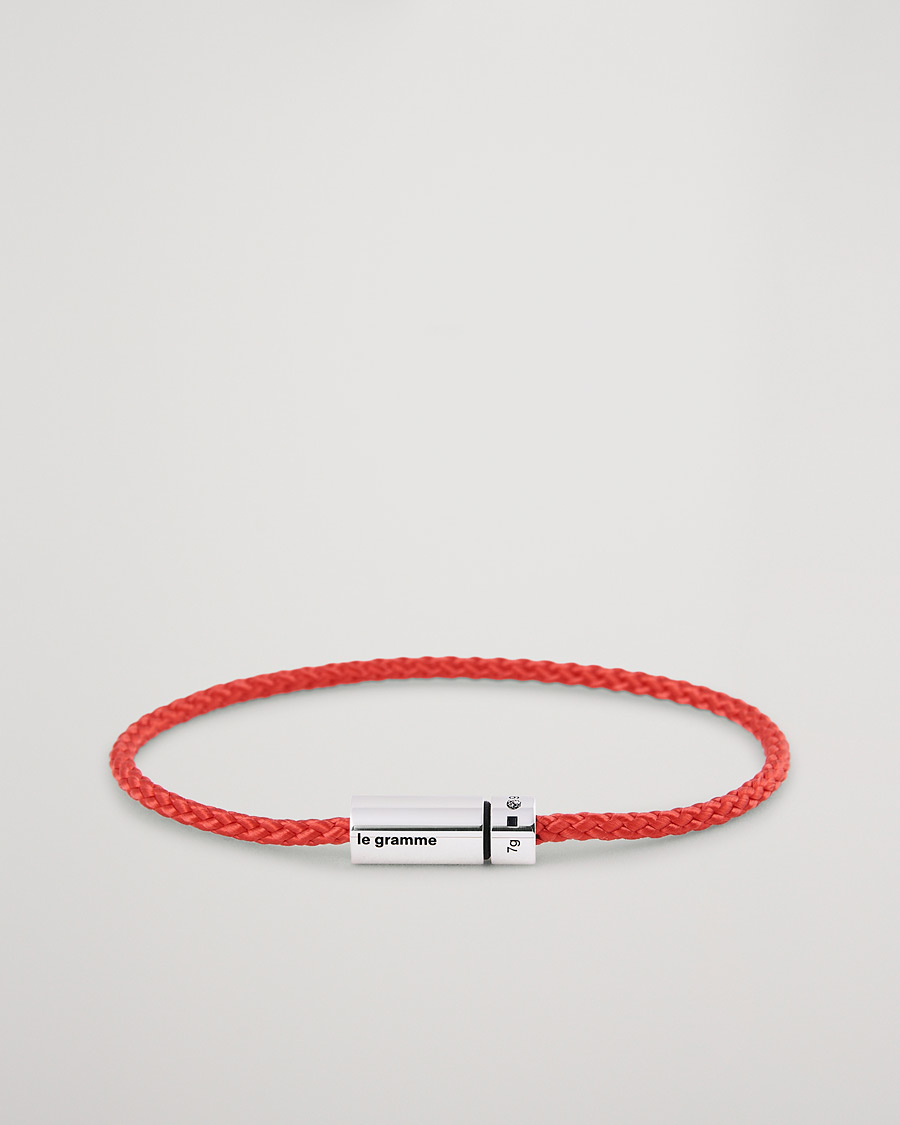Herre | LE GRAMME Nato Cable Bracelet Red/Sterling Silver 7g | LE GRAMME | Nato Cable Bracelet Red/Sterling Silver 7g