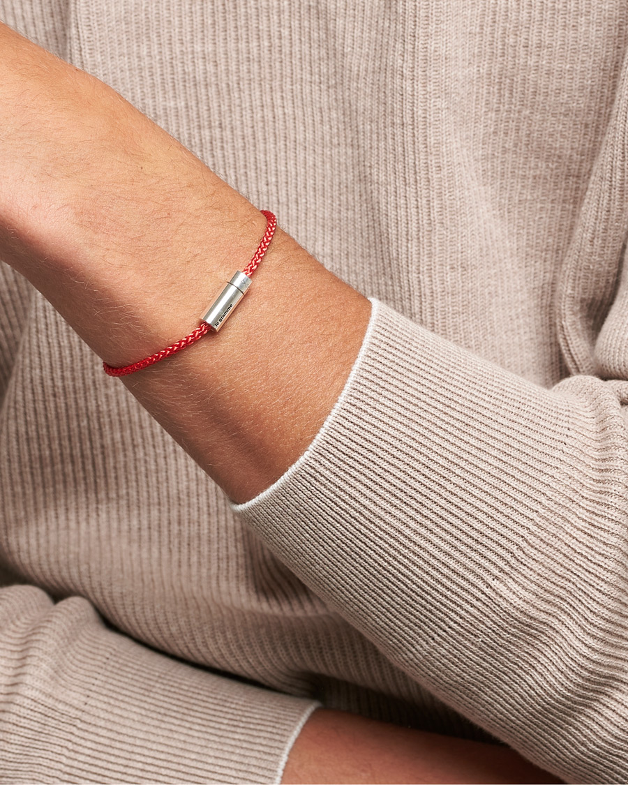 Herre | LE GRAMME Nato Cable Bracelet Red/Sterling Silver 7g | LE GRAMME | Nato Cable Bracelet Red/Sterling Silver 7g