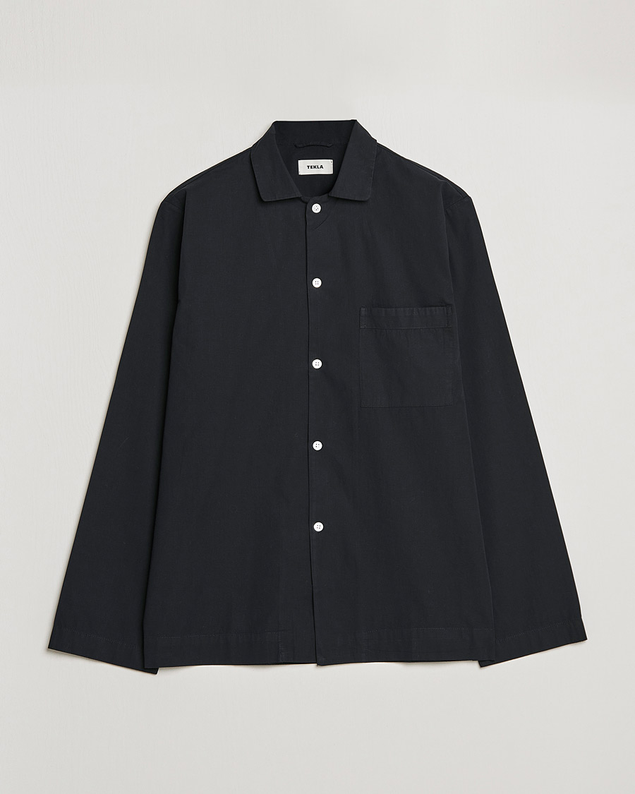 Herre | Pyjamaser og badekåper | Tekla | Poplin Pyjama Shirt All Black