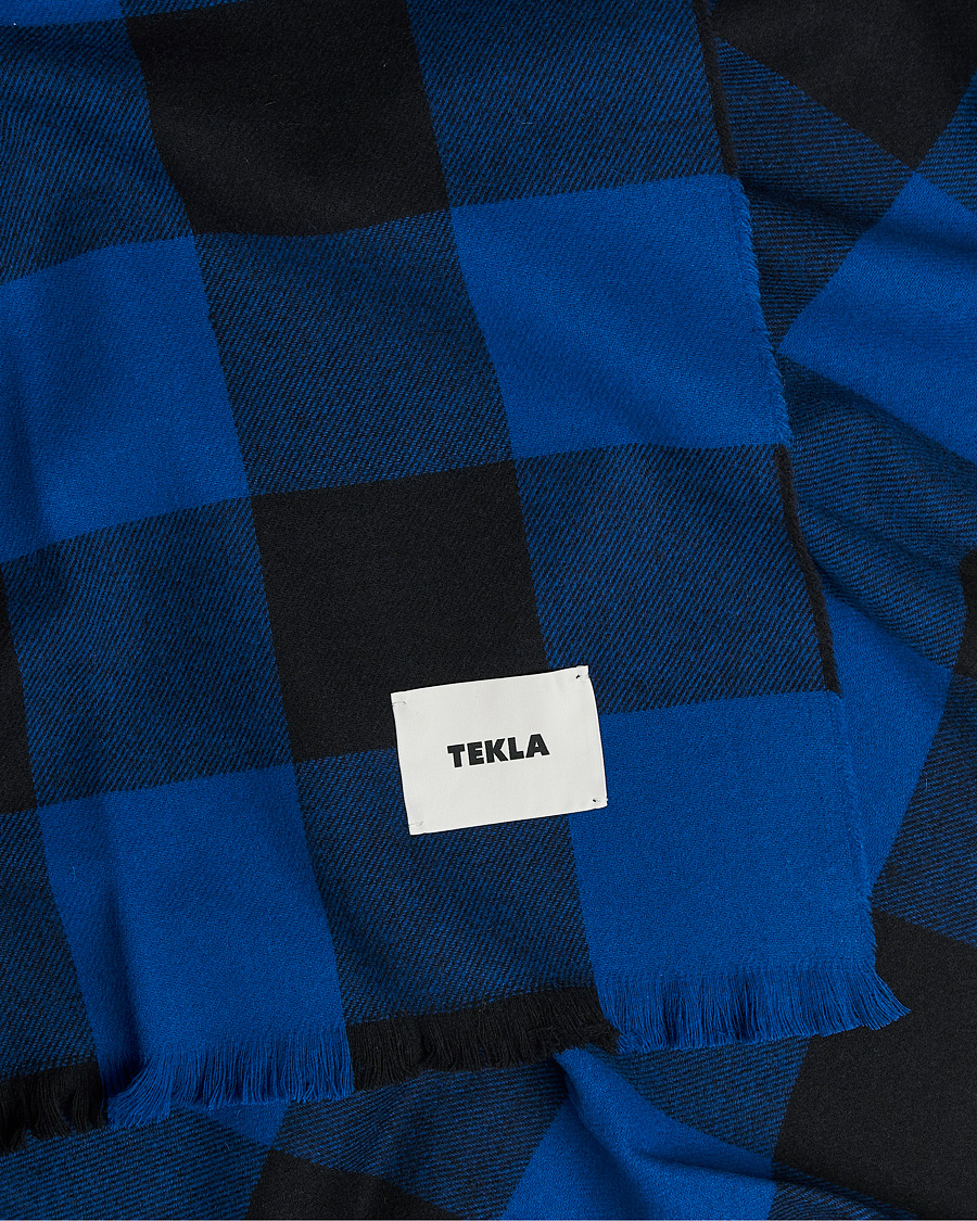 Herre | Tekla Merino Wool Blanket Blue Gingham | Tekla | Merino Wool Blanket Blue Gingham