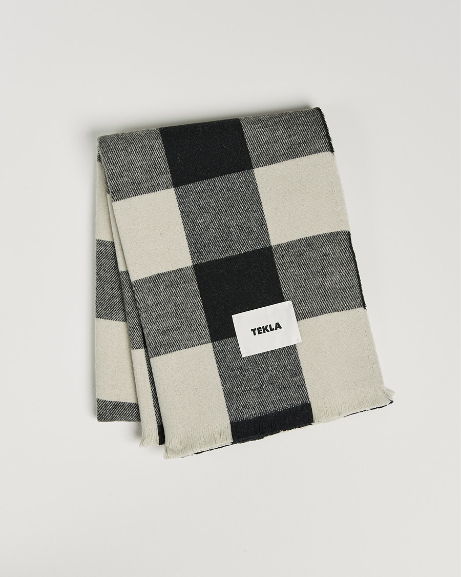 Herre | Tekla Merino Wool Blanket Black Gingham | Tekla | Merino Wool Blanket Black Gingham