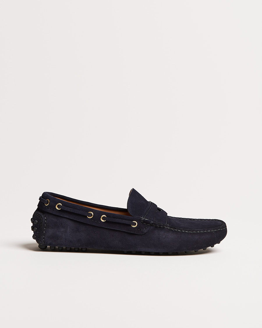 Herre | Car Shoe Driver Penny Moccasin Navy Suede | Car Shoe | Driver Penny Moccasin Navy Suede