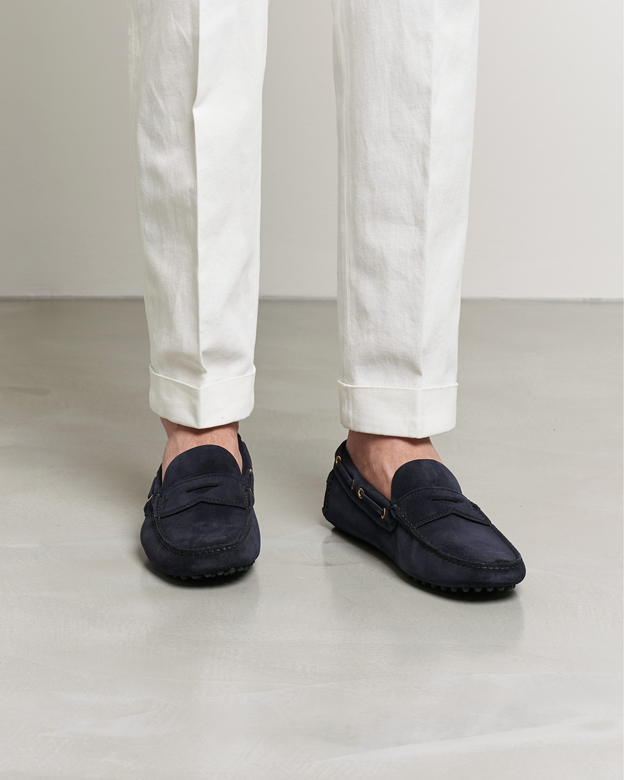 Herre | Car Shoe Driver Penny Moccasin Navy Suede | Car Shoe | Driver Penny Moccasin Navy Suede