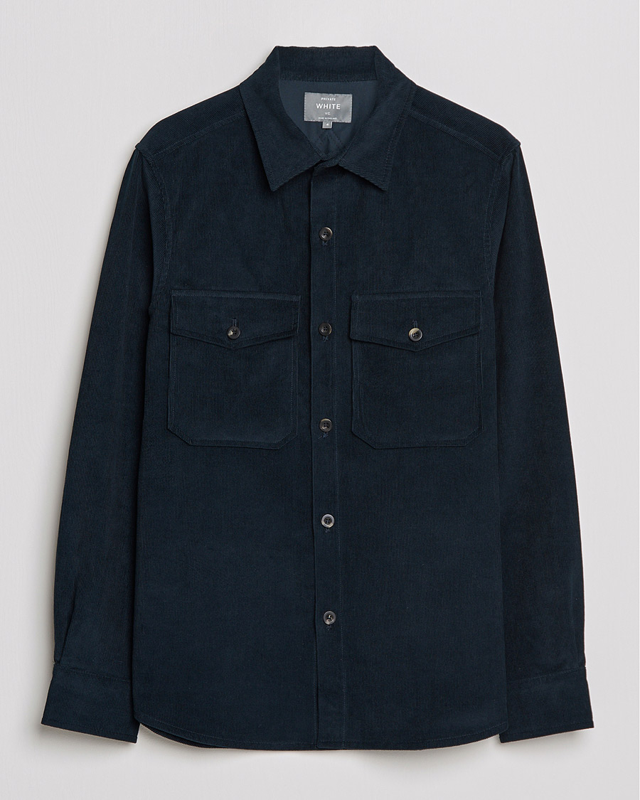 Herre | Skjorter | Private White V.C. | Patch Pocket Corduroy Overshirt Midnight