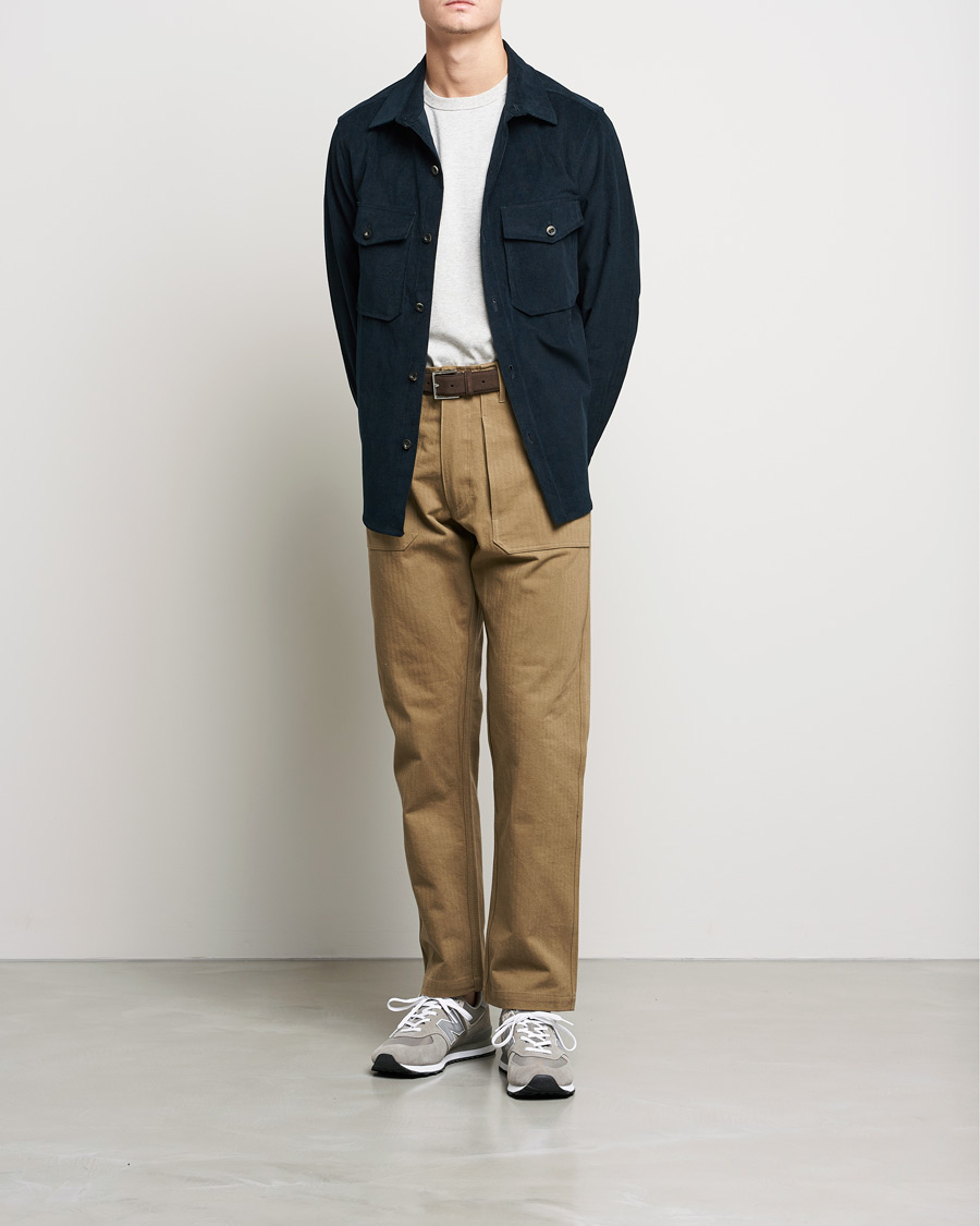 Herre | Skjorter | Private White V.C. | Patch Pocket Corduroy Overshirt Midnight