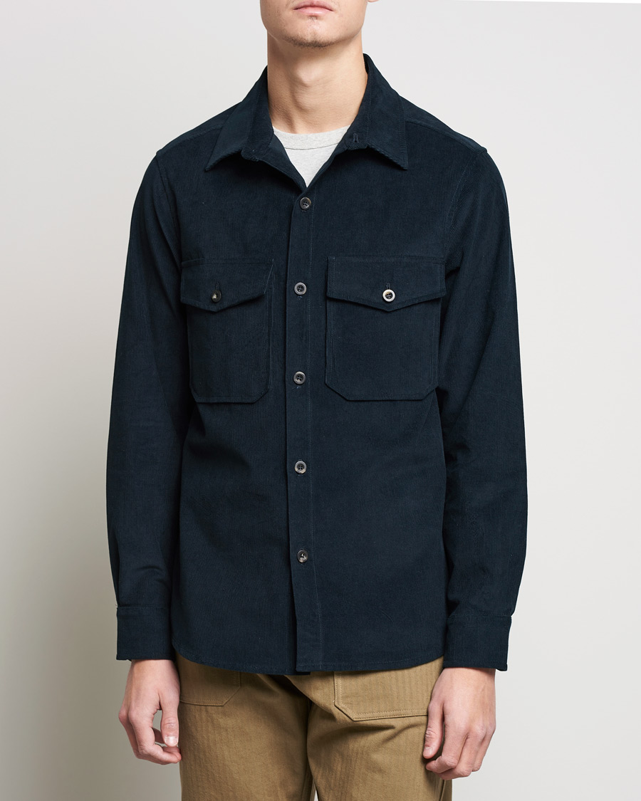 Herre | Skjorter | Private White V.C. | Patch Pocket Corduroy Overshirt Midnight