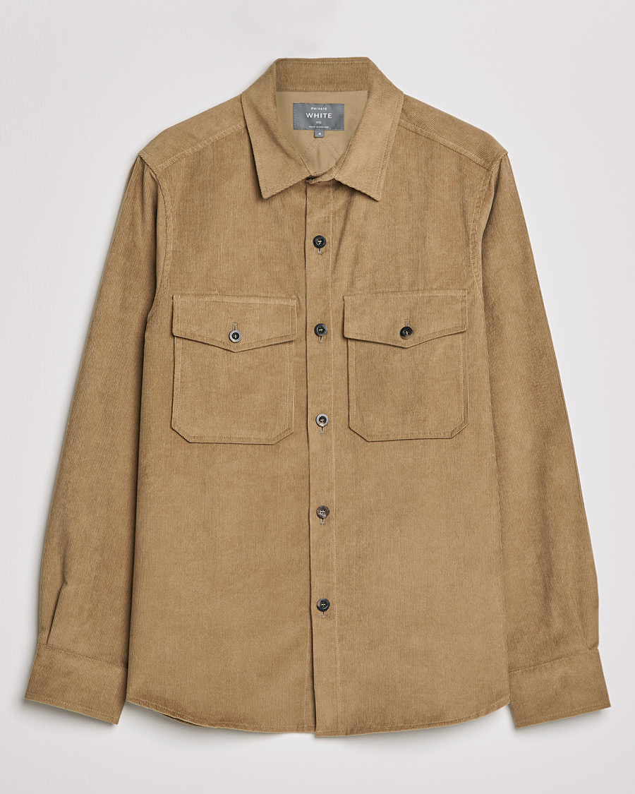 Herre | Skjorter | Private White V.C. | Patch Pocket Corduroy Overshirt Taupe