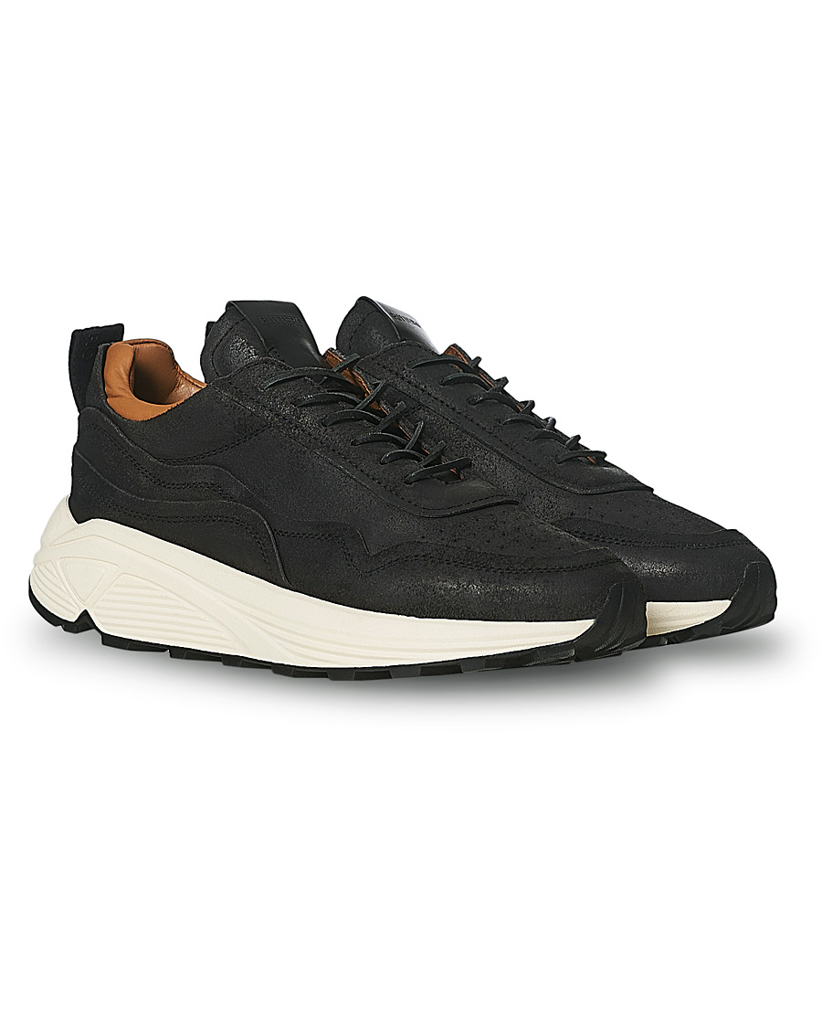 Herre |  | Buttero | Vinci Bianchetto Leather Running Sneaker Black