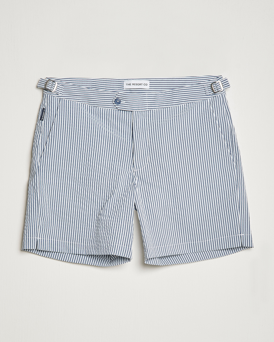 Herre | Badeshorts | The Resort Co | Tailored Swim Shorts Navy Stripe Seersucker