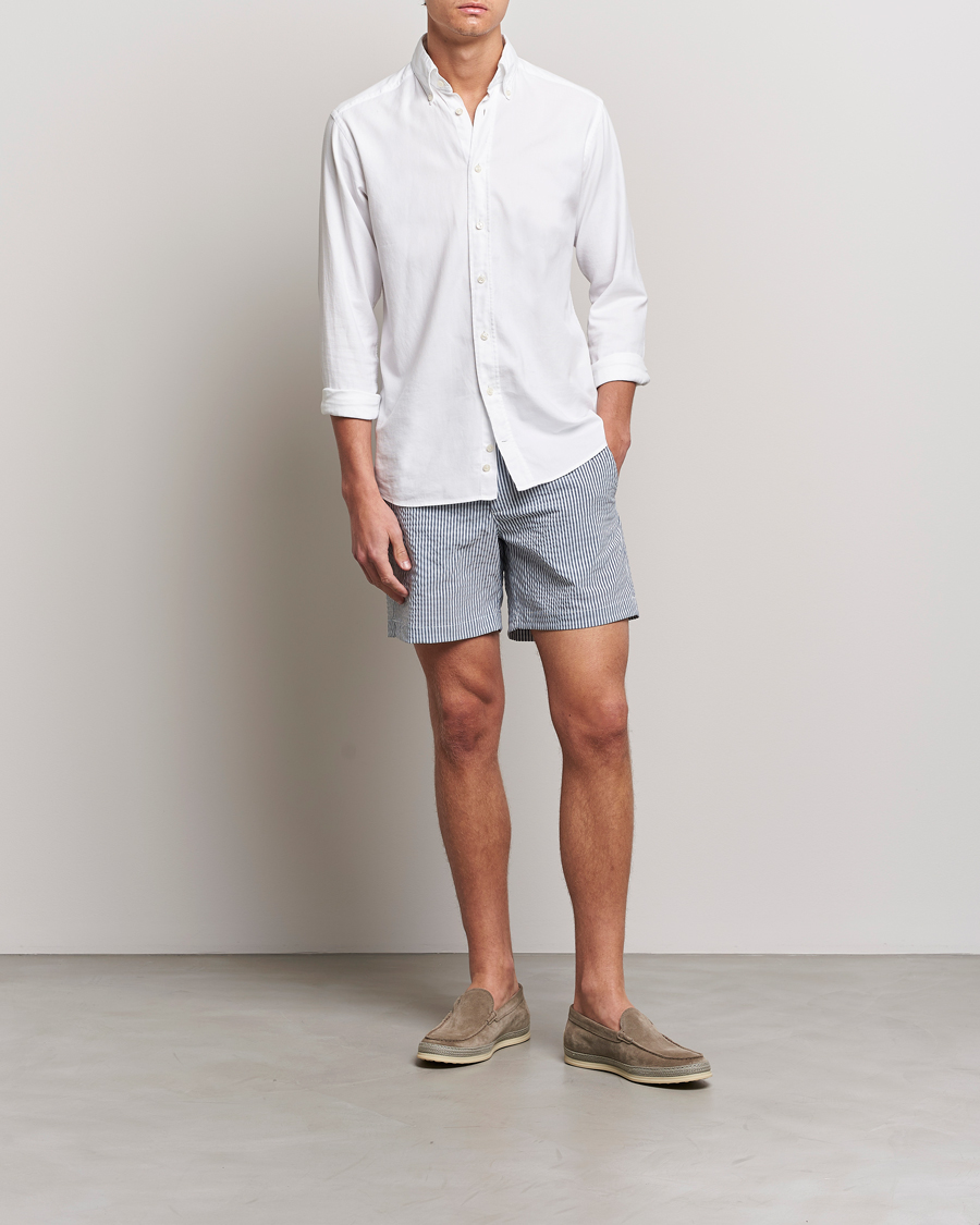 Herre | Badeshorts | The Resort Co | Tailored Swim Shorts Navy Stripe Seersucker