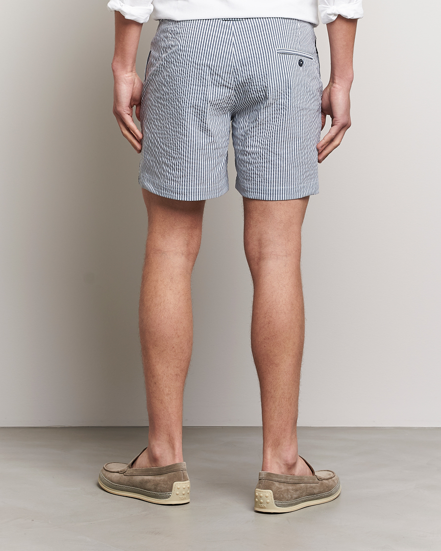 Herre | Badeshorts | The Resort Co | Tailored Swim Shorts Navy Stripe Seersucker