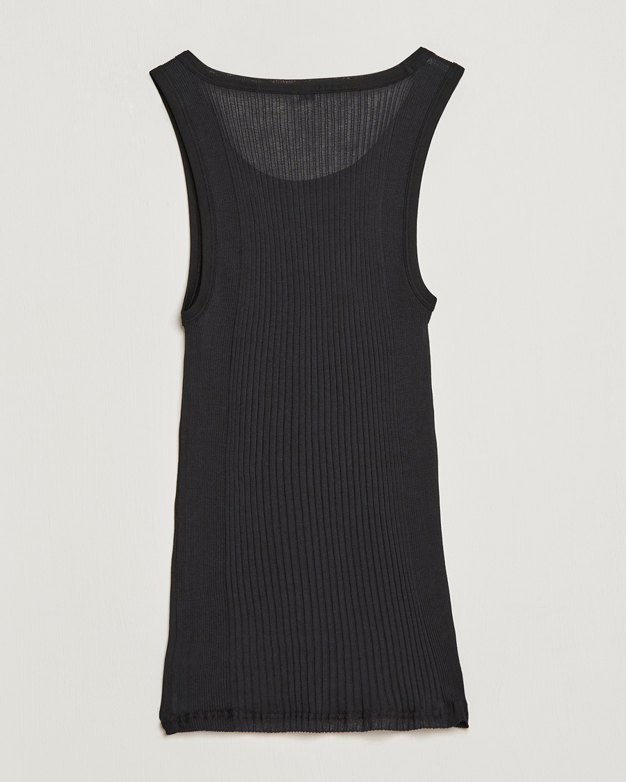 Herre | T-Shirts | Zimmerli of Switzerland | Ribbed Mercerized Cotton Tank Top Black