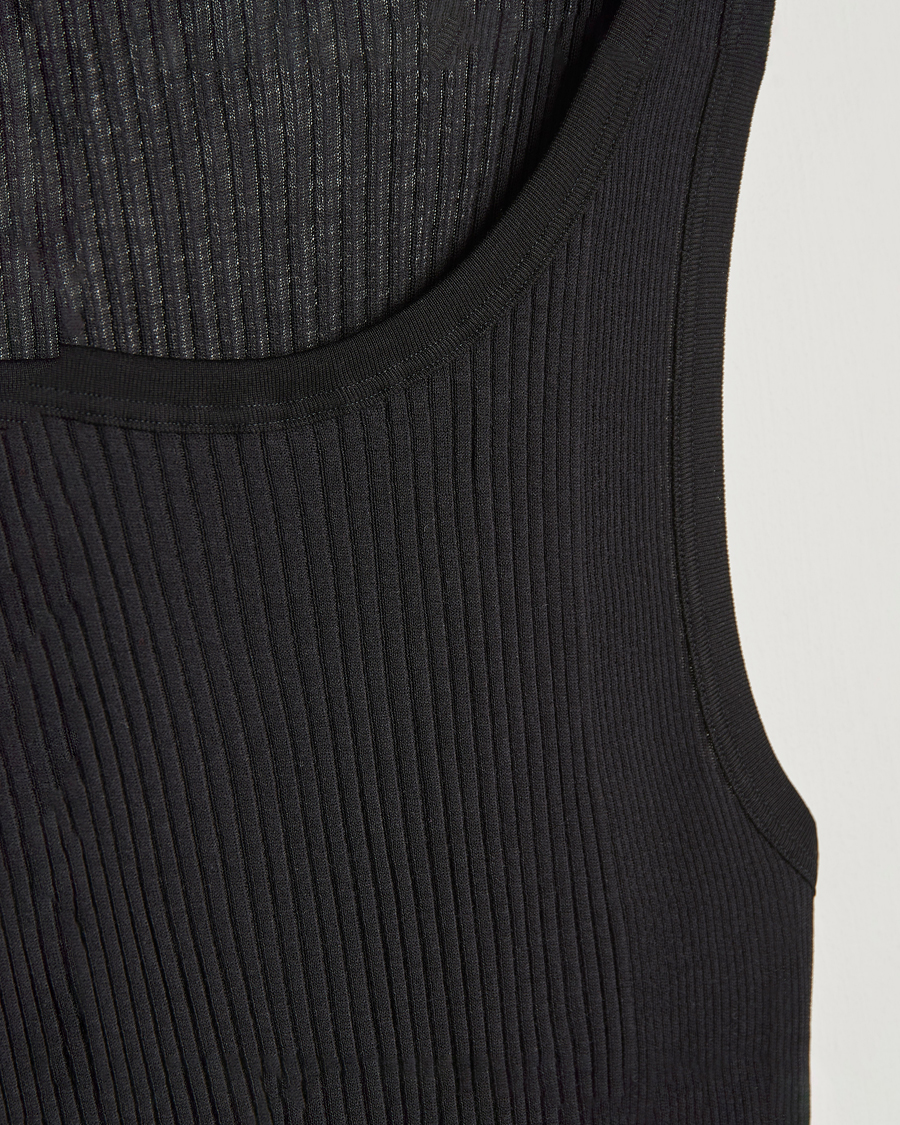 Herre | T-Shirts | Zimmerli of Switzerland | Ribbed Mercerized Cotton Tank Top Black