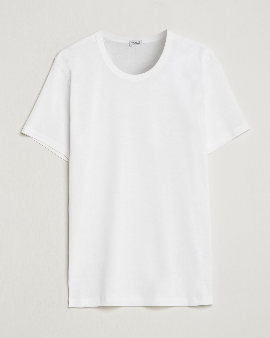 Herre | T-Shirts | Zimmerli of Switzerland | Mercerized Cotton Crew Neck T-Shirt White