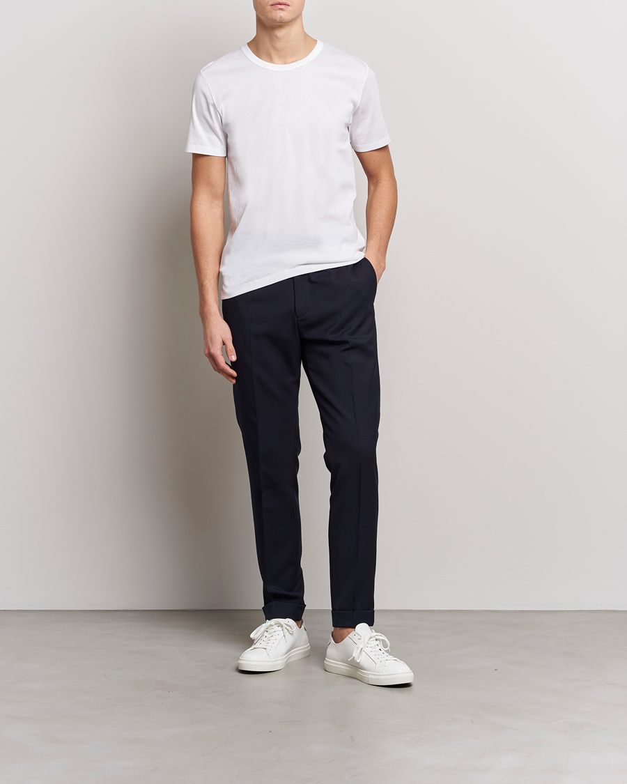 Herre | T-Shirts | Zimmerli of Switzerland | Mercerized Cotton Crew Neck T-Shirt White
