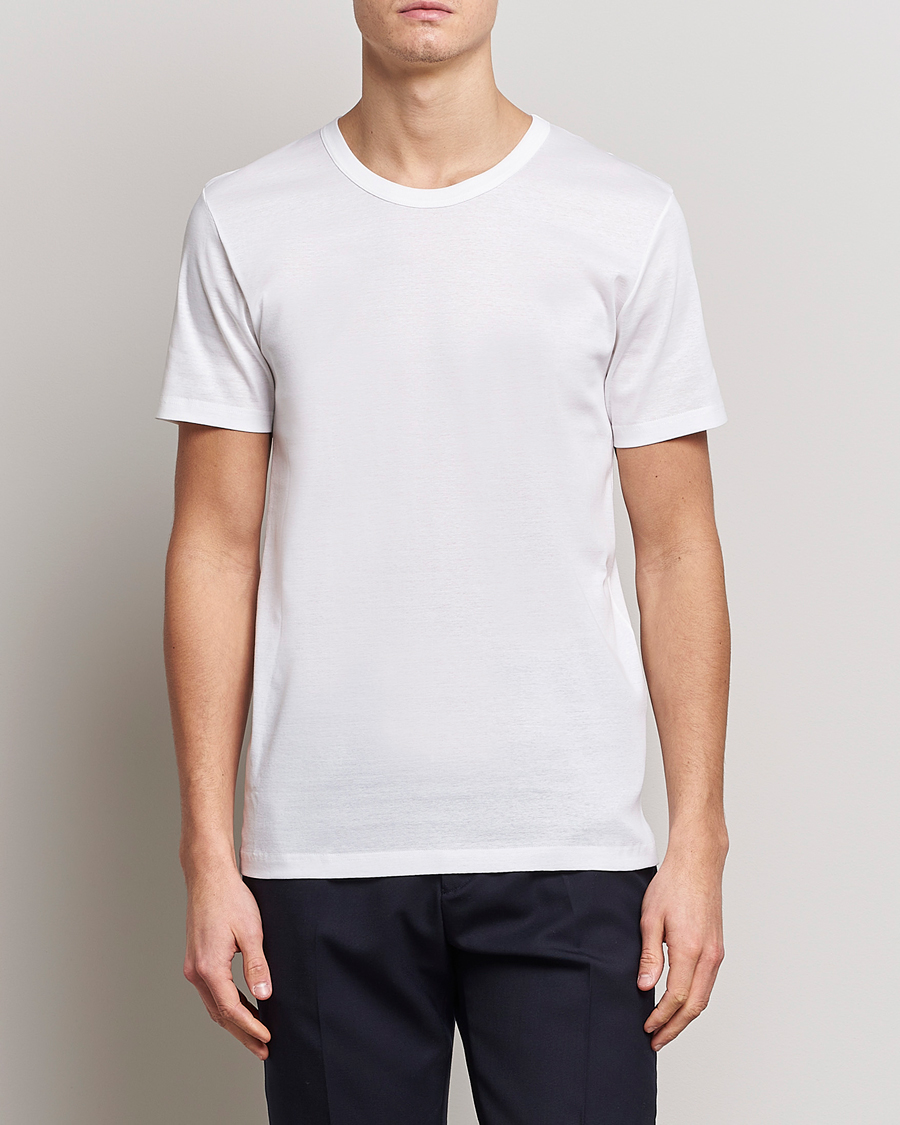 Men | Clothing | Zimmerli of Switzerland | Mercerized Cotton Crew Neck T-Shirt White