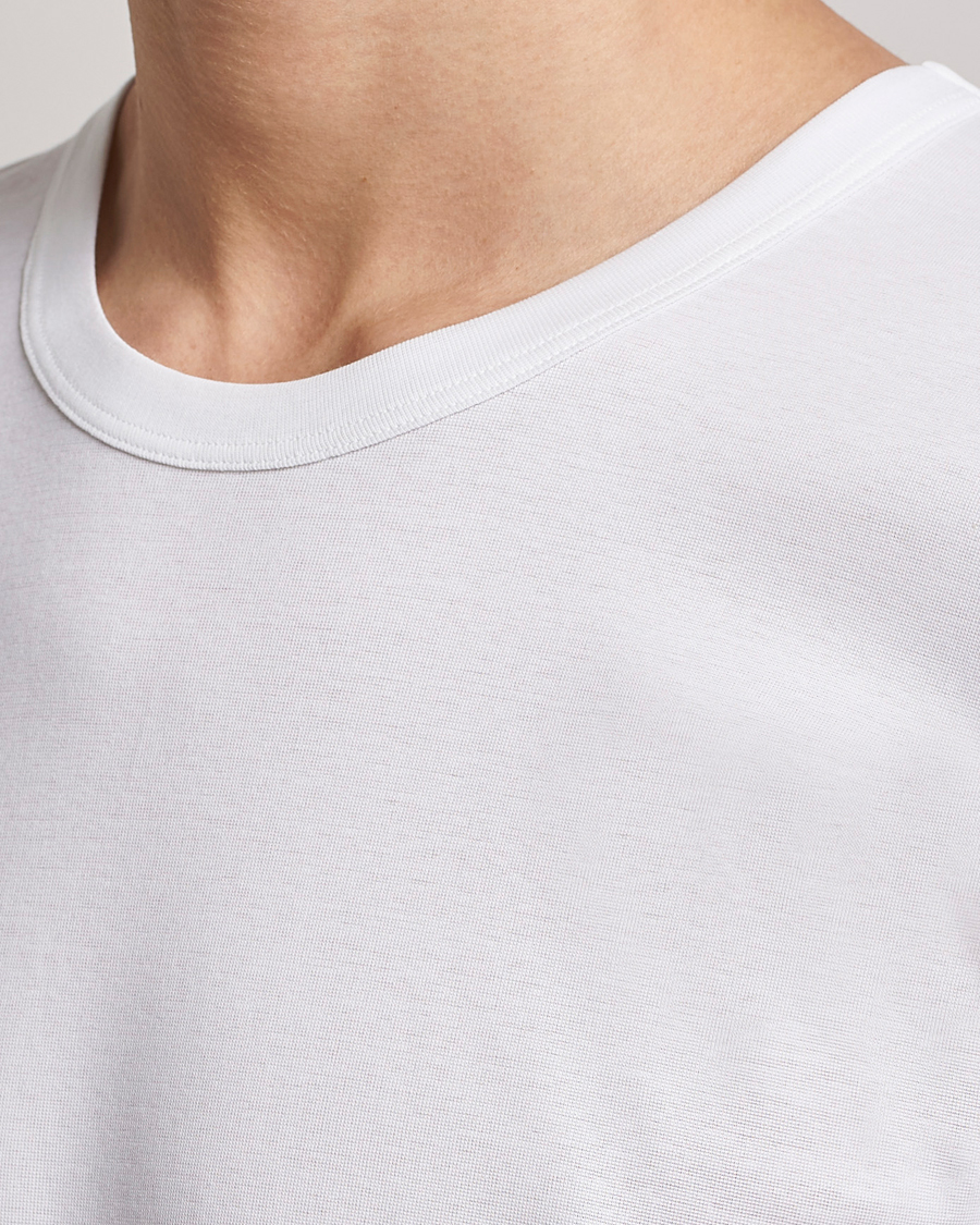 Herre | T-Shirts | Zimmerli of Switzerland | Mercerized Cotton Crew Neck T-Shirt White