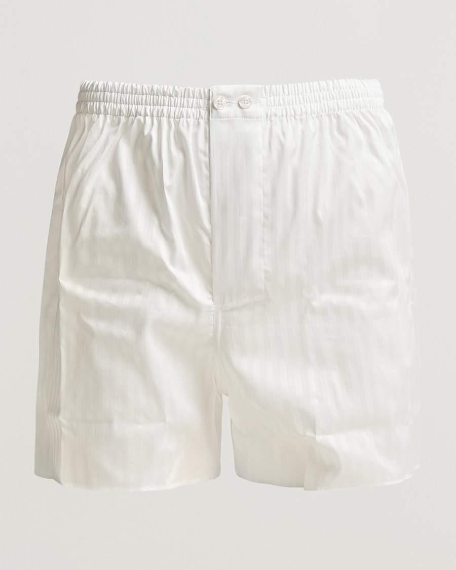 Herre | Undertøy | Zimmerli of Switzerland | Mercerized Cotton Boxer Shorts White Stripes