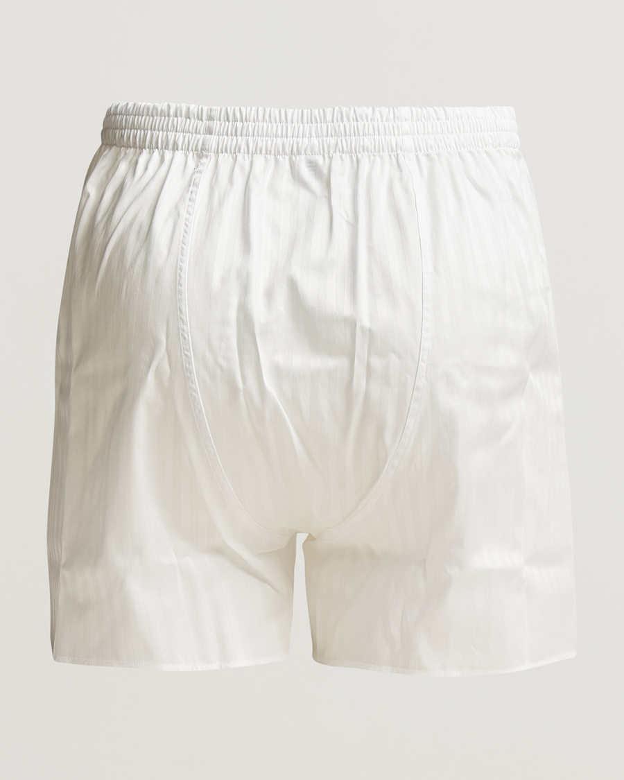 Herre |  | Zimmerli of Switzerland | Mercerized Cotton Boxer Shorts White Stripes