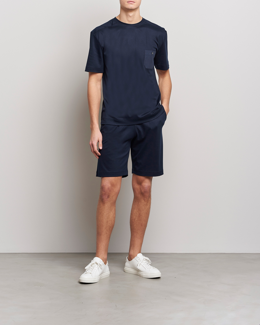 Herre |  | Zimmerli of Switzerland | Cotton/Modal Crew Neck Loungwear T-Shirt Midnight